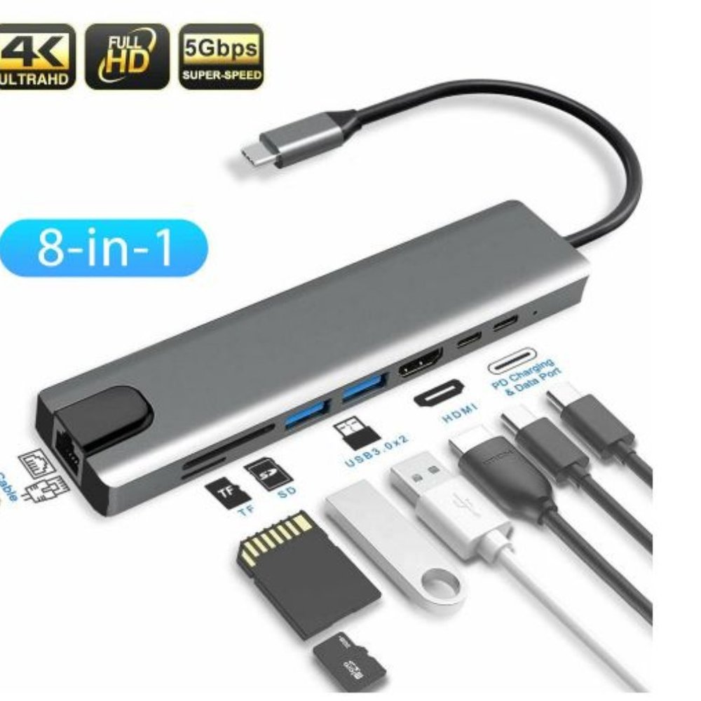 8 in 1 USB C Hub, For Type C Devices